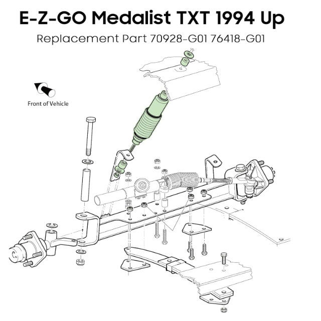 গল্ফ কার্ট ভারী দায়িত্ব কয়েল EZGO TXT 94-আপ 70928G01 এর জন্য সামনের / পিছনের শক শোষক